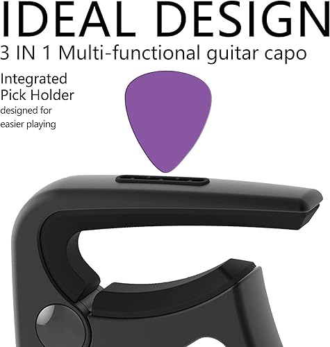 Miniatura 5 de Cejilla de guitarra 3 en 1, cejilla de metal de aleación de zinc para guitarras acústicas y eléctricas, ukelele, mandolina, accesorios de guitarra