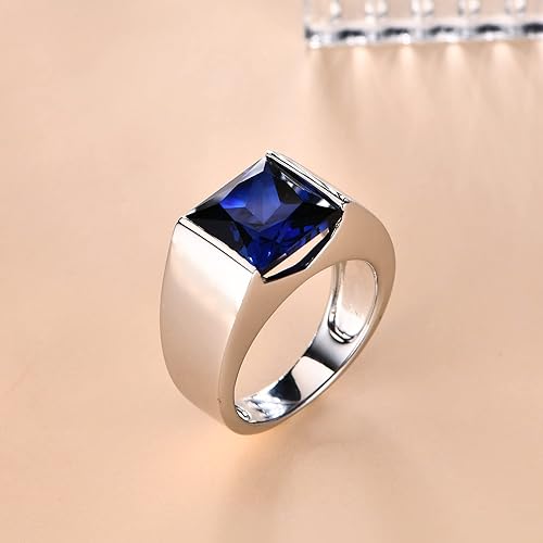 Miniatura 7 de ATTA GEMS Anillos de zafiro esmeralda para hombre, piedra gema verde y azul, anillos para hombre, chapado en oro blanco de 14 quilates, anillo de