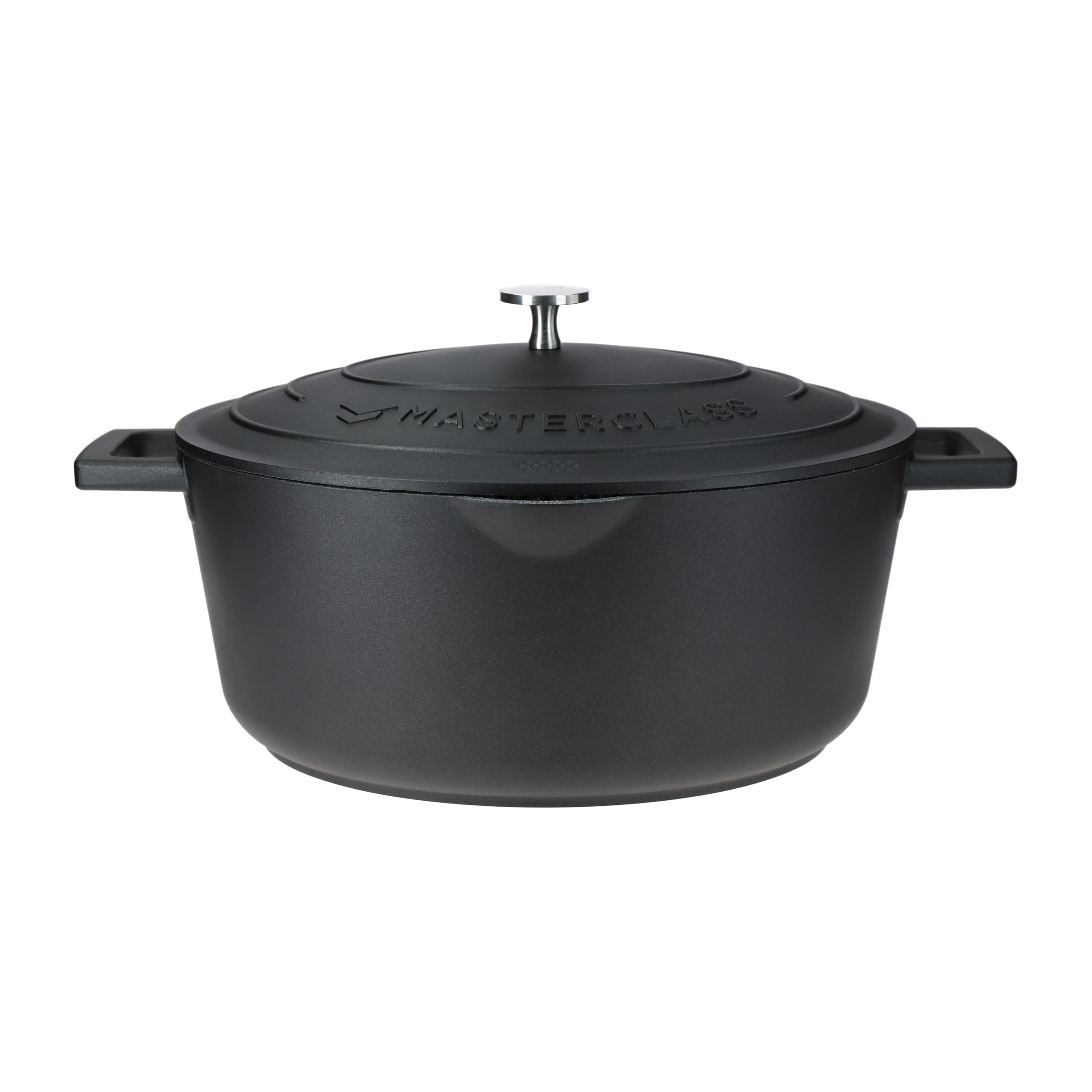 MasterClass Plat à Four Ovale en Fonte d'Aluminium avec Couvercle Automatique Plus Léger Que la Fonte, Noir, Verse Facilement la Sauce de la Cuisinière au Four, pour Mijoter Longtemps,30 cm, 6 l