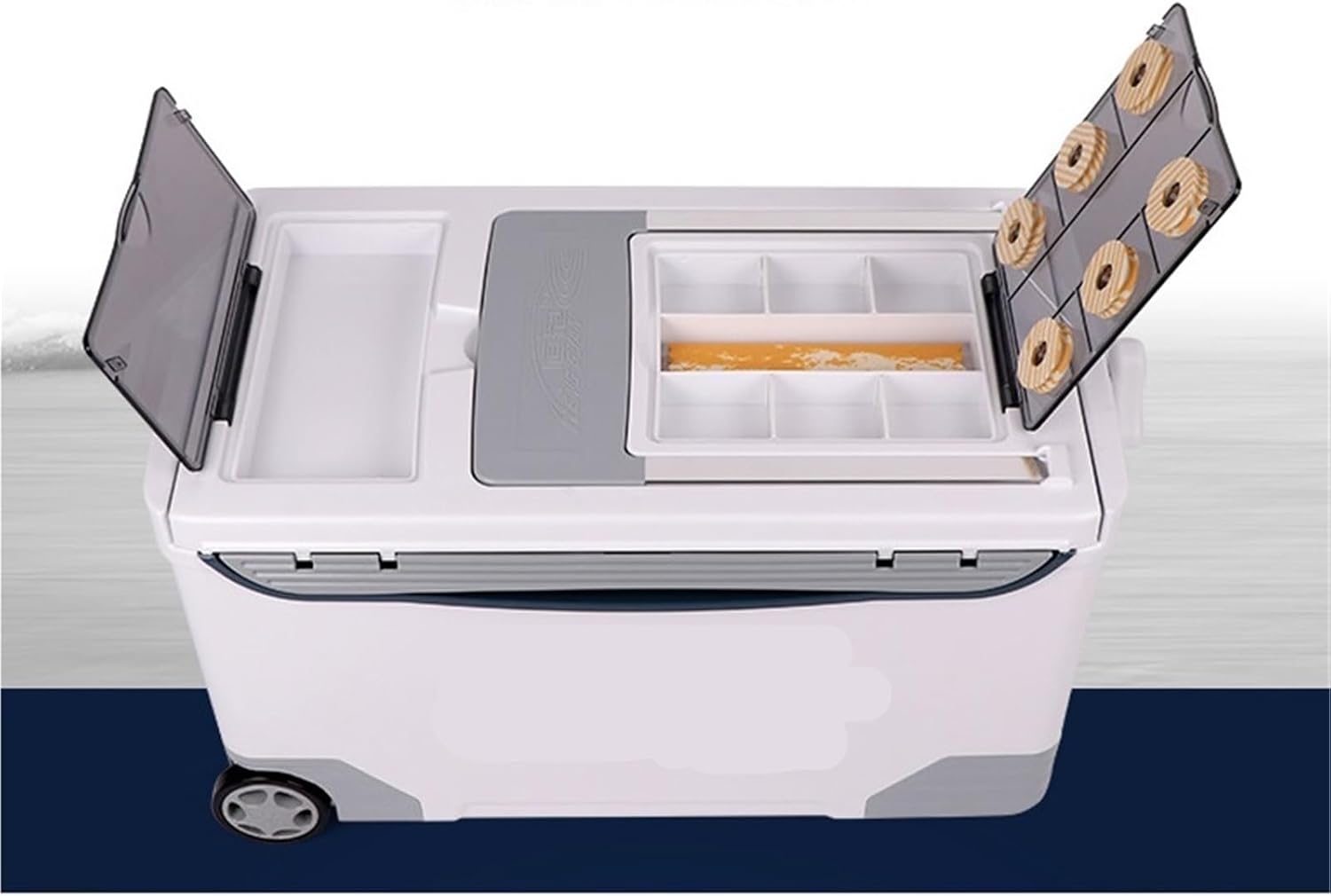 Fishing Tackle Box, Toolbox Tackle Box Fishing Bucket Can Sit Multi-function With Wheels Foldable Backrest Art & Craft Case