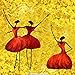 Produktbild Ölgemälde Auf Leinwand Handgemalt Abstract Abbildung Malerei, Drei Ballerinas In Rot, Vintage Orientalische Moderne Ursprüngliche Kunst Für Erwachsene Wohnzimmer Schlafzimmer Haus Wand Dekoration