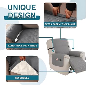 Armchair Covers,Recliner Sofa Covers,Recliner Chair Cover with 6 Side Pockets,1 Seat Waterproof Sofa Cover with Elastic Straps,Settee Covers Slipcover for Kids,Pet dog,Furniture Protector (Khaki)