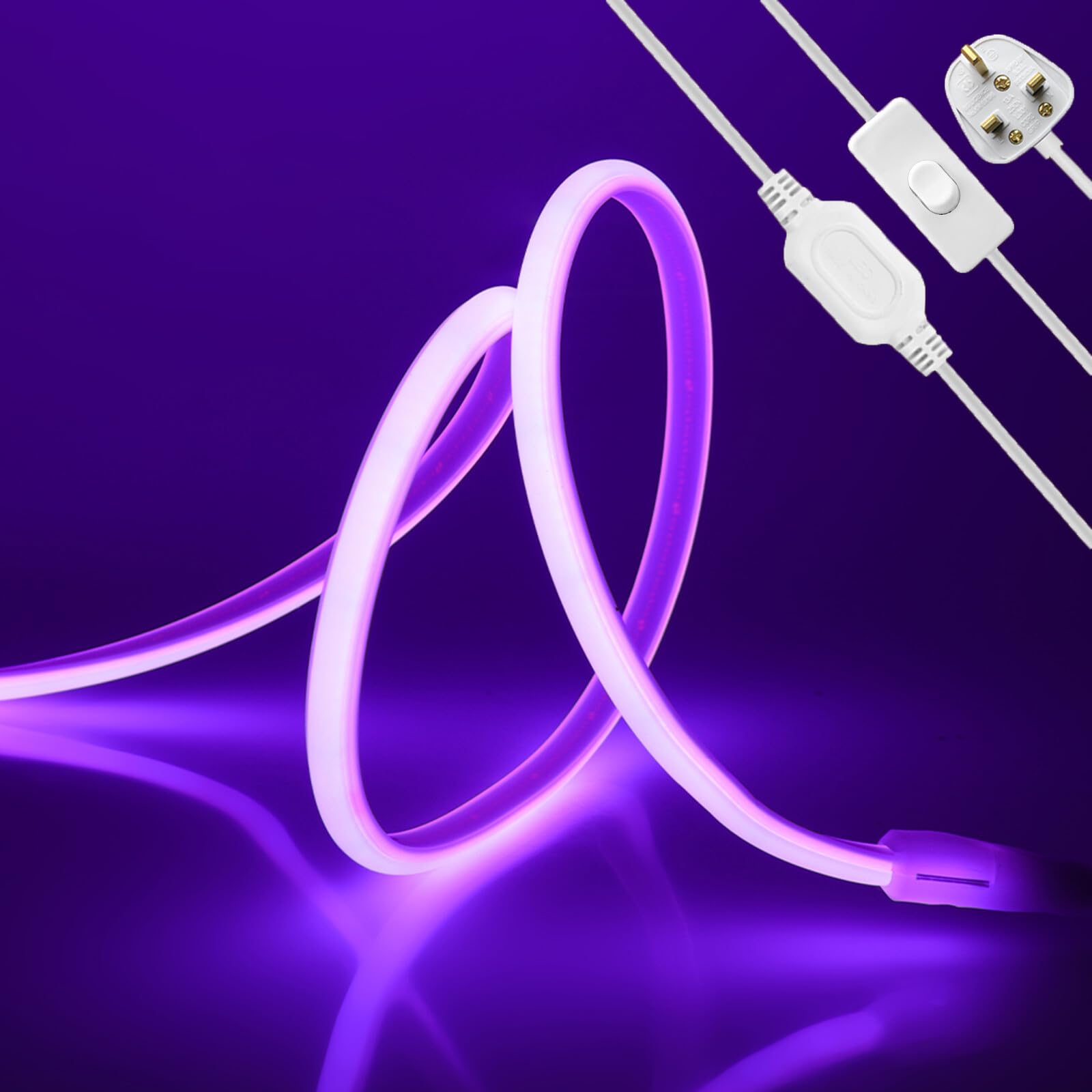 KAFULA 220V COB LED Neon Strip with On/Off Design [9M，Purple], IP65 Waterproof Flexible, 288 LEDs/m FCOB LED Strip CRI85+, Cuttable Every 50cm, Home/Store Decorative Lighting — image 1