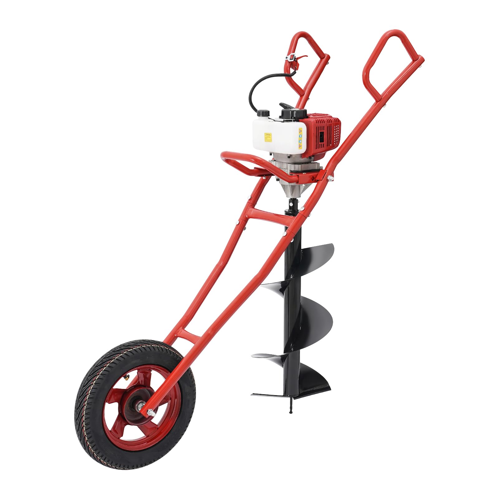 52CC - Trapano a colonna a due tempi, 1,46 kW, trapano da giardino con carrello manuale, trapano a benzina a due tempi, adatto per lavori di perforazione in giardino e di perforazione