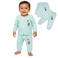 CUTE LANDINGS 0-3|3-6|6-9 & 9-12 Months New Born Baby Girls and Boys Front Open Full Sleeves Thermal Jhablas and Rib Paj