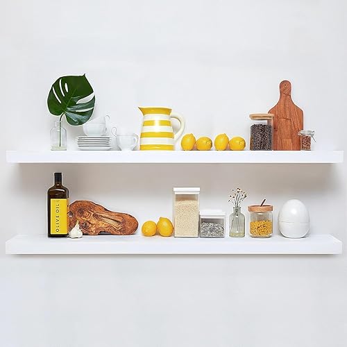 Vista 23 de Homeforia Estante flotante de nogal de 12 pulgadas, estantes flotantes pequeños de madera real maciza de alta gama de 12 pulgadas para montaje