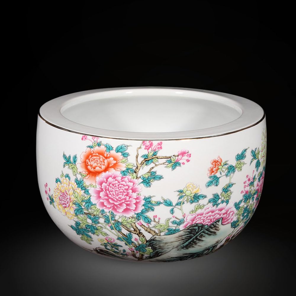 asdchZen Jingdezhen Ceramics Flower Pots Pastel Porcelain Vase Ornaments Fortune Gathering Housewarming Gifts Decorations Entrance Fish Culture Hydroponic Flower Pots,F