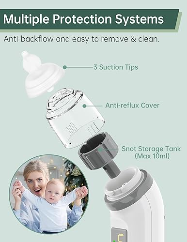 Miniatura 4 de Aspirador nasal - Succionador de nariz para bebé con 5 niveles, función de música y luz, succión automática