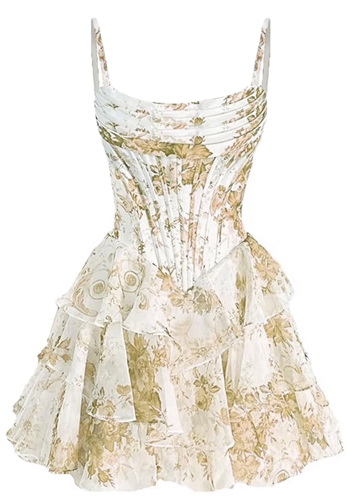 Spaghetti Straps Satin Short Prom Dresrses 2026 Tiered Floral Chiffon Prom Dress for Teens Cocktail Party Gowns