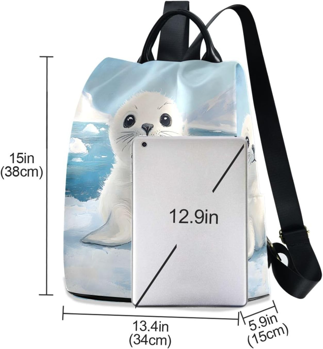 ALAZA Baby Seal Iceberg Backpack Purse for Women Anti Theft Fashion Back Pack Shoulder Bag