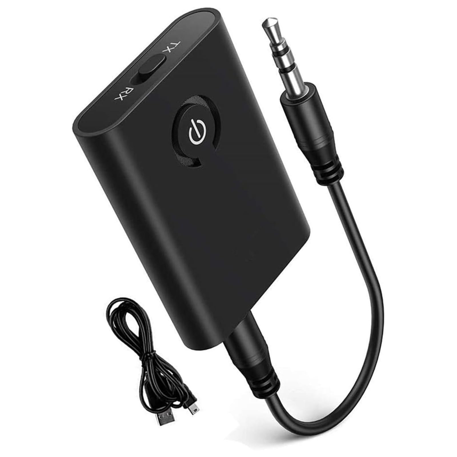 Adaptador Bluetooth 5.0 2 en 1 Transmisor y Receptor de 3,5 mm de Salida Estéreo aptX Dual Pairing para TV, Auriculares, PC, Portátil, Altavoz, Coche