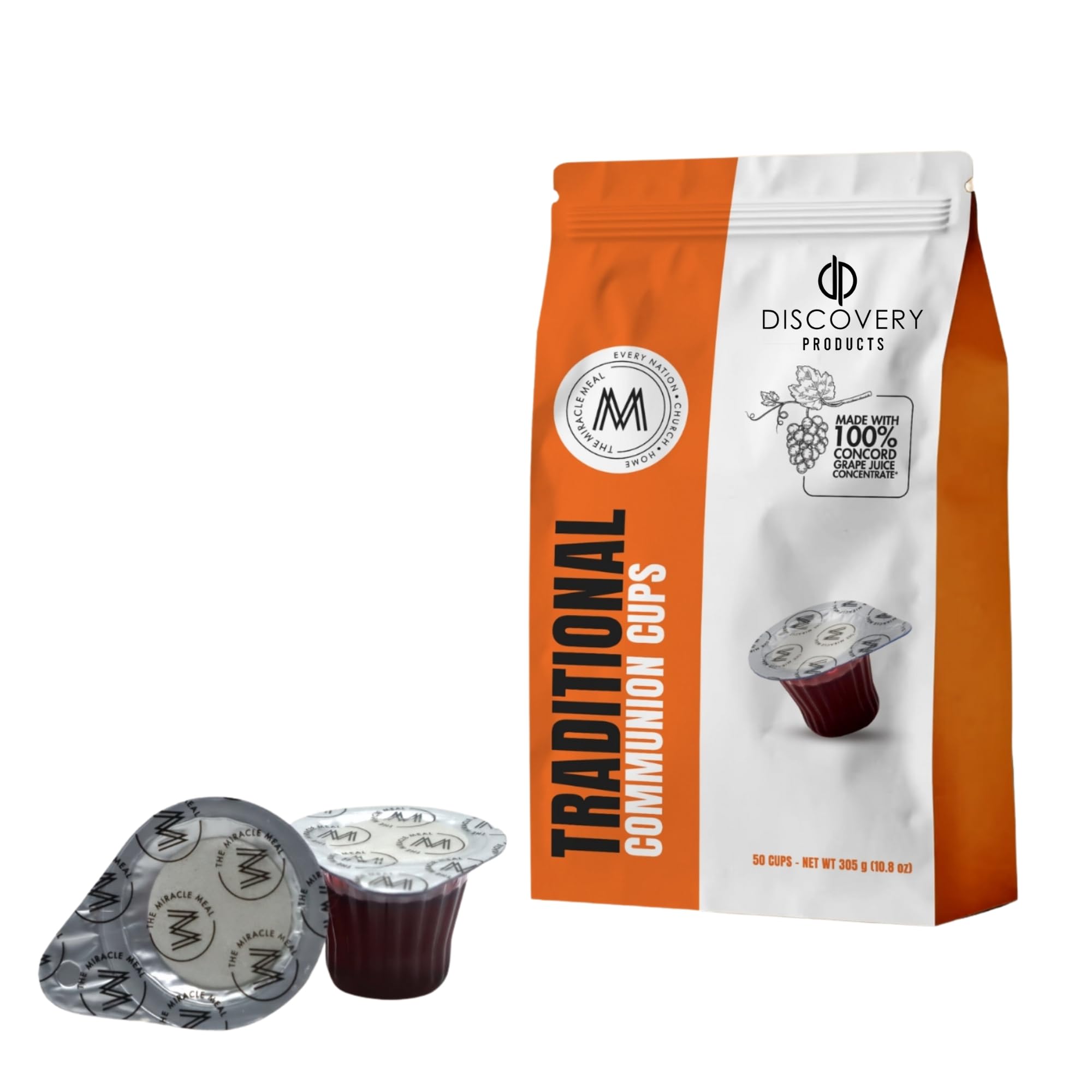 Travel Pack - Pre-Filled Traditional Communion Cup - Bag of 50 with Wafer and 100% Concord Grape Juice