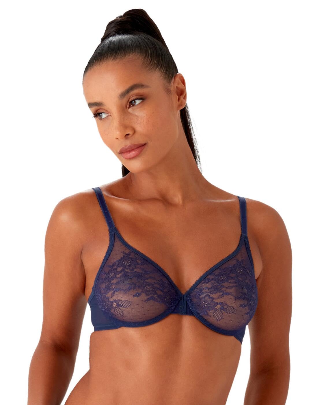 Gossard Women's Glossies Lace Sheer Bra Molded, Eclipse, 34A