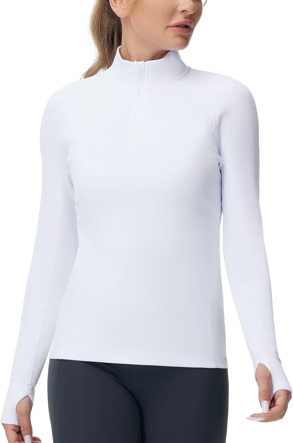 THE GYM PEOPLE Women's Half Zip Golf Workout Shirts Long Sleeve Soft Warm Yoga Athletic Pullover Sweatshirts with Thumb Hole