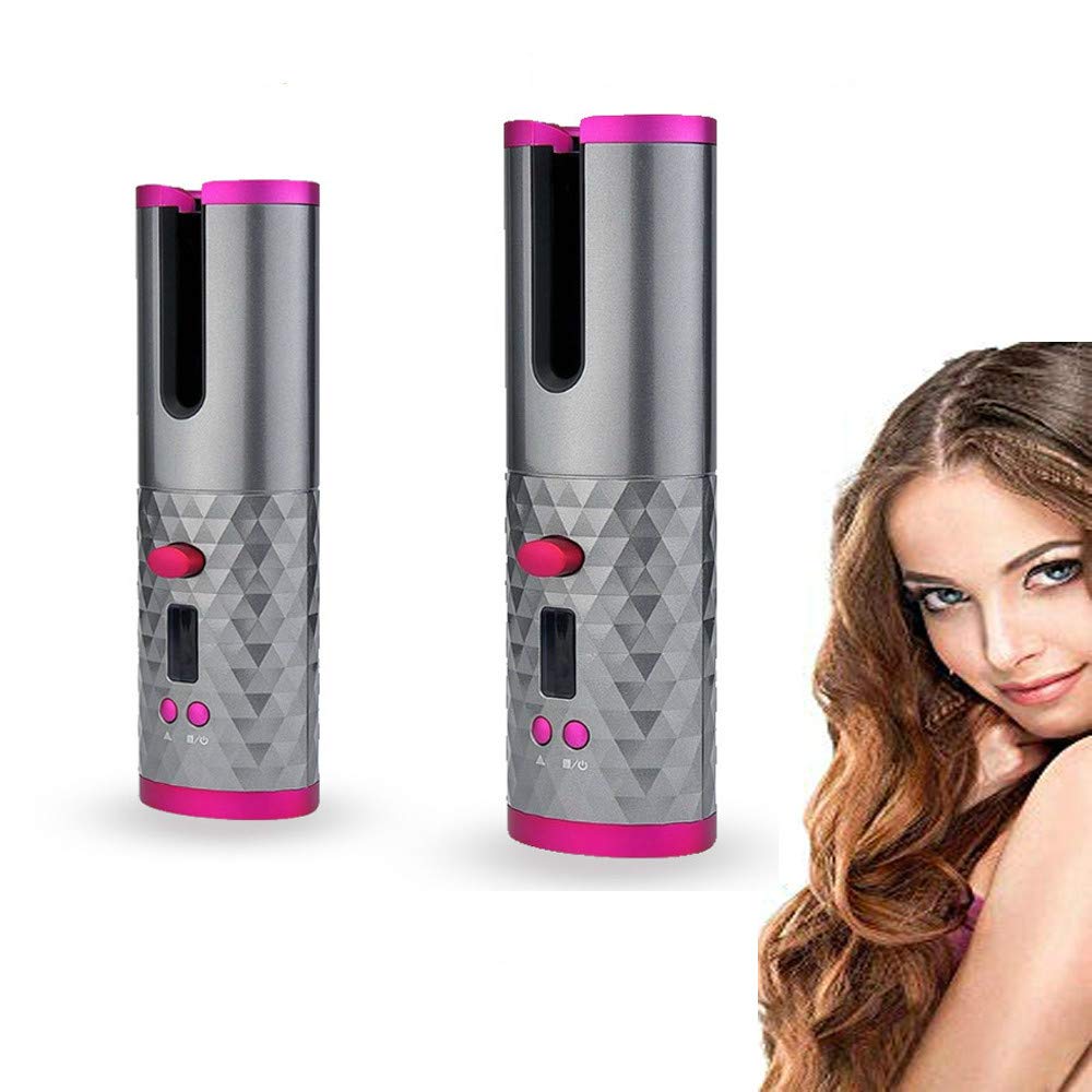 New Cordless Ceramic Auto Curler - Portable High Performance Cordless, Rechargeable Auto Curler for Curls or Waves Anytime, Anywhere
