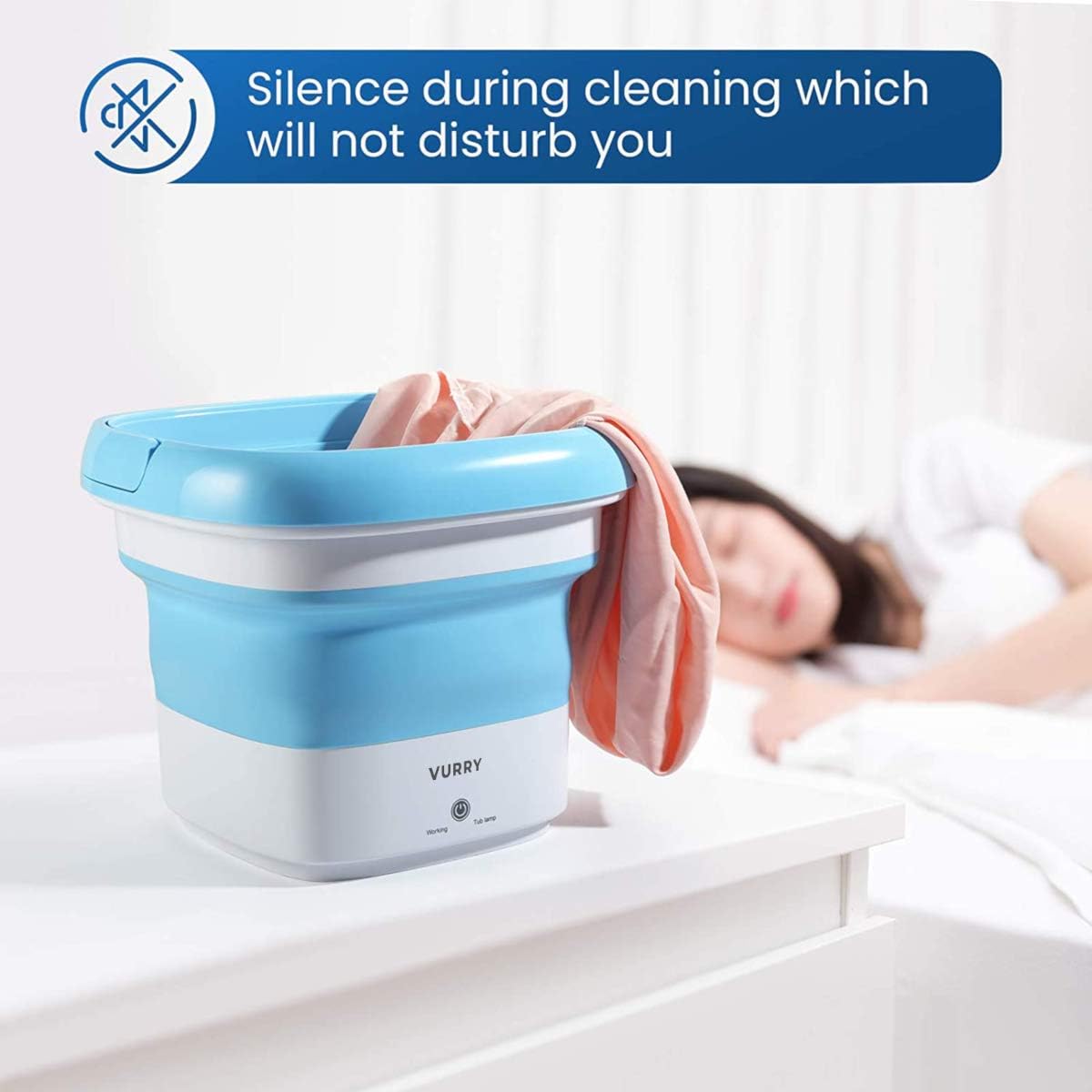 🛒 Crazy Deals Portable Folding Washing Machine, Mini Foldable Washing Machine, Foldable laundry tub washing machine for Home and Travel (Blue)
