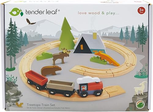 Miniatura 5 de Tender Leaf Toys - Juego de tren Treetops - Hermoso juego de tren de juguete de madera para niños - Habilidades de juego inteligentes e imaginativas