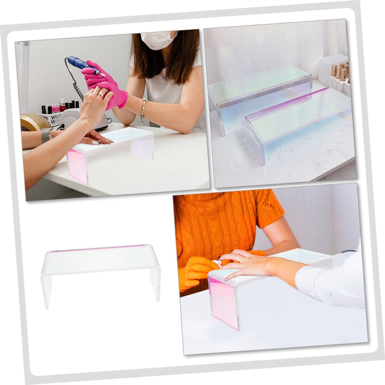 Cuscino Poggiamano in Acrilico Bianco Spesso per Unghie Supporto Stabile Polso Accessorio Semplice per Manicure Uso in Salone