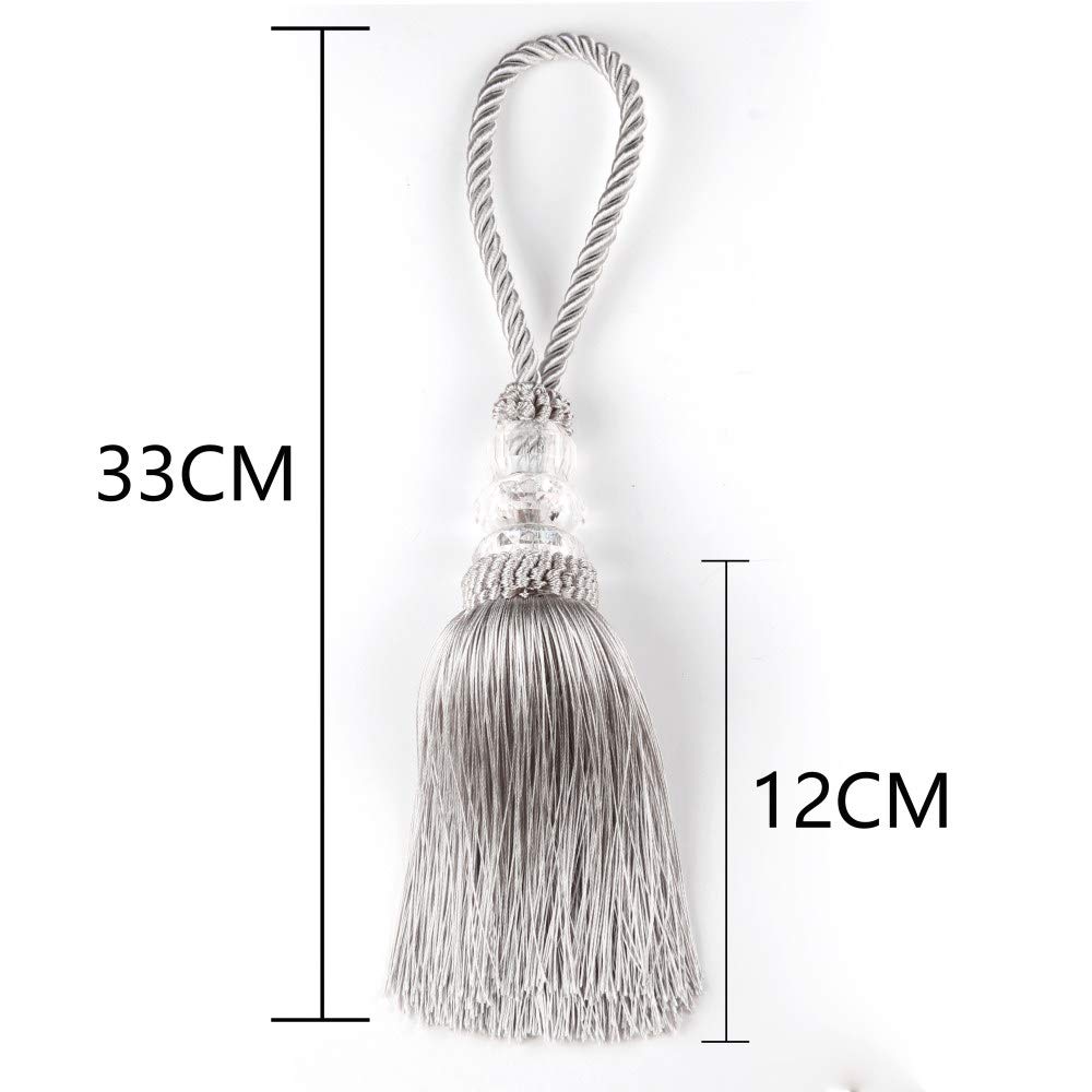 2 Pezzi/4 Pezzi Perline di Cristallo Nappa Frange Corda Appesa Intrecciata Nappe Ciondolo Artigianale, Chiave Fai da Te Nappa Trim Tenda Armadio Decorazione Domestica, Bianco, 4 Pezzi (White 4pcs)