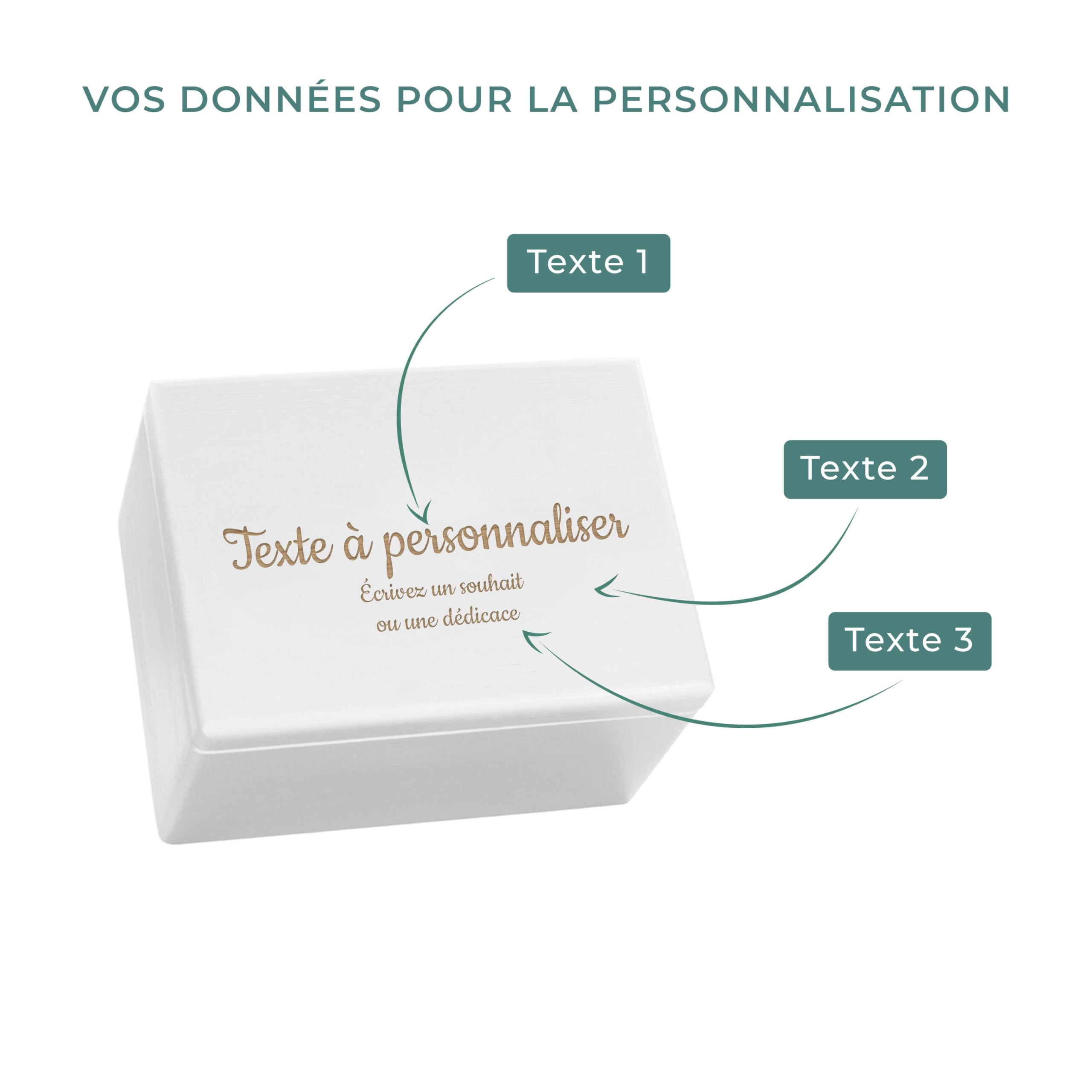 LAUBLUST Boîte à souvenir bébé - Gravure souhaitée - Cadeau naissance personnalisable | Taille XL, env. 40x30x24cm, Blanc - Boîte décorative en bois avec couvercle, FSC®