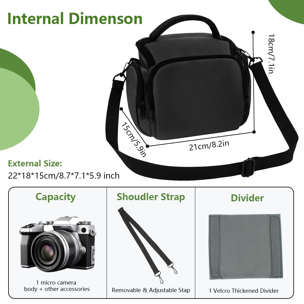 Ainiv Borsa per Fotocamera, Borsa a Tracolla per Fotocamera, Borsa Fotocamera Slr, Piccola Borsa a Tracolla Singola Crossbody Custodia con Cinghia Regolabil,per Macchina Fotografia DSLR/SLR, Nero