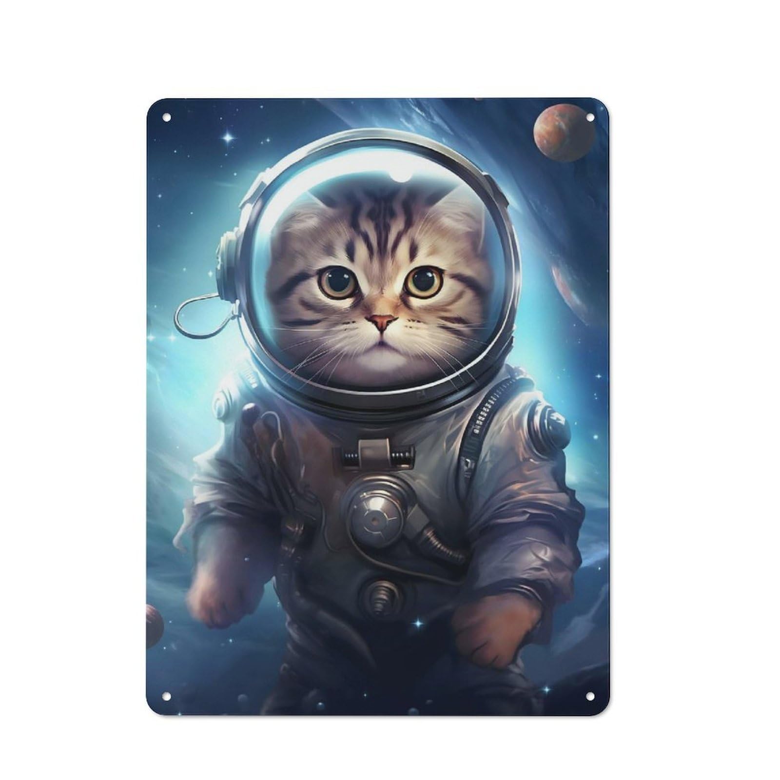 Junmoney Cosmic Space Cat Retro Metal Plaque 40X30cm Featuring For Home Bar Wall, For Room Styling Across Home Bars And Entertaining Spaces