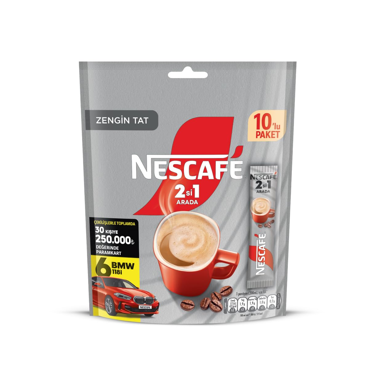 NESCAFÉ 2'si 1 Arada Çözünebilir Kahve Karışımı 120 Adet (10 x…