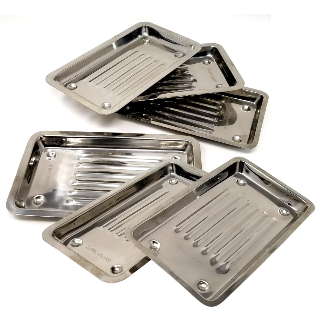 6 Pack Professional Medical Surgical Stainless Steel Dental Procedure Tray Thickening Lab Instrument Tools Trays to Use for Educational Training of Medical Laboratory Procedures - 8