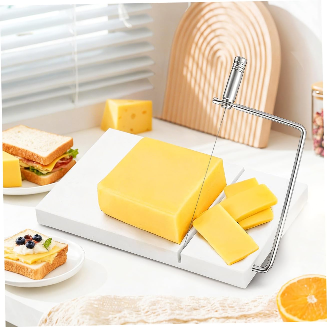 Housoutil 5 Stück Wiederverwendbarer Käseschneider aus Edelstahl mit Ergonomischem Griff Handbutterschneider und Käsehobel für Partys und Käseliebhaber