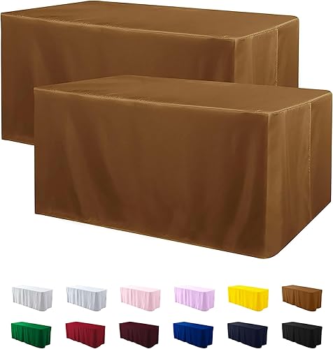 ManMengJi Paquete de 2 manteles rectangulares ajustables para mesas de 6 pies, resistentes al agua, lavables, para bodas, banquetes y ferias