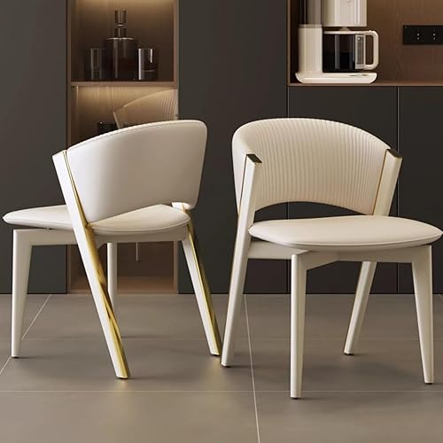 Miniatura 2 de Sillas de comedor de cocina con cuero, sillas de comedor con cómodo asiento tapizado con patas de metal, respaldo curvado, silla de cocina para sala