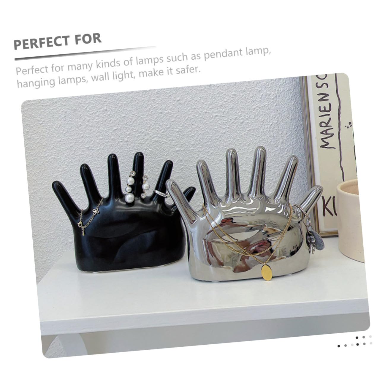Toyvian Handringhalter aus Keramik mit Silberbeschichtung Schmuckständer für Ringe Elegantes Wohnaccessoire und Ringschmuck Aufbewahrung Schutz vor Kratzern und Anlaufen