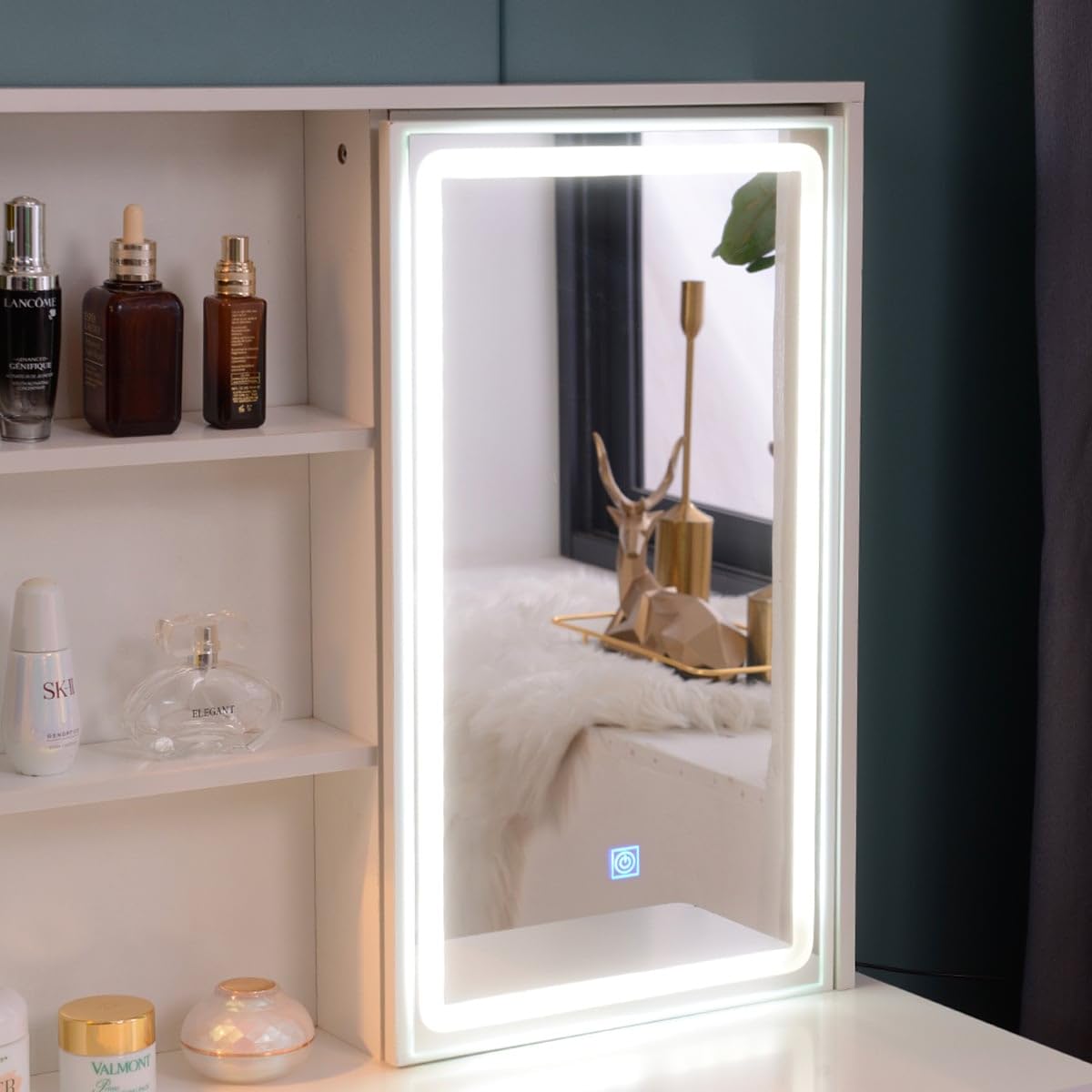 Produce Shop Postazione Trucco con specchiera Scorrevole Luce LED Sgabello Andrina