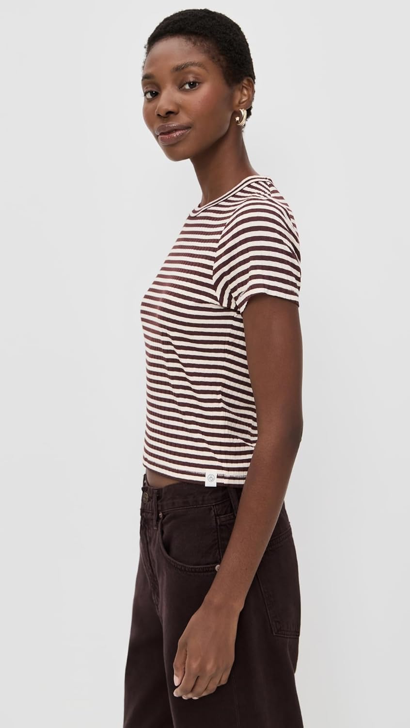 rag & bone Women's Luca Stripe Rib Baby Tee - Image 4
