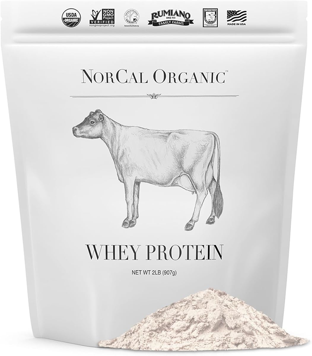 NorCal Organic Grass-Fed Whey Protein, USDA Certified, Unflavored, 2 lb