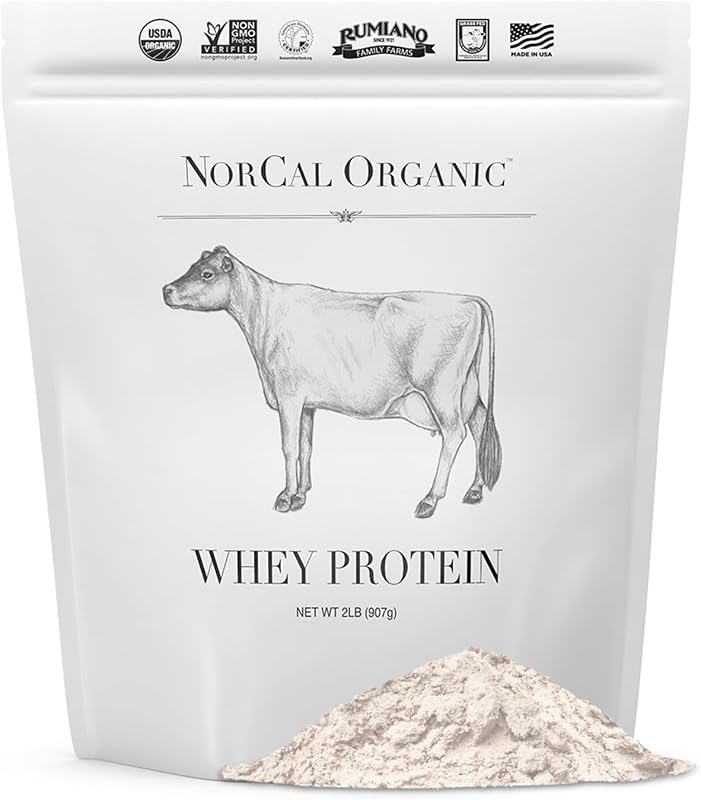NorCal Organic Grass-Fed Whey Protein, USDA Certified, Unflavored, 2 lb