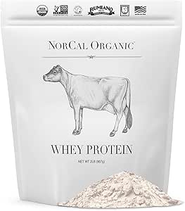 NorCal Organic Whey Protein | 100% Grass-Fed, USDA Certified | Pure, Clean Protein Sourced from Northern California Family Farms | Unflavored | 2 Pound (Pack of 1)