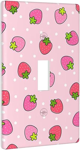 Miniatura 6 de Cubierta de interruptor de luz de fresa rosa, bonitas cubiertas de interruptor de luz de palanca individual, 1 placa de interruptor de banda, placas