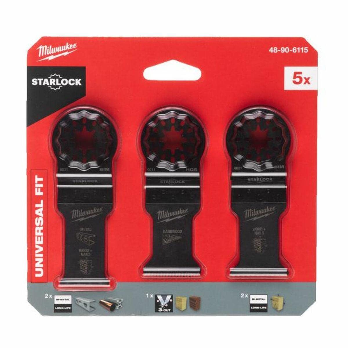 Milwaukee 48906115 Multitool zestaw akcesoriów do drewna i metalu X5-częściowy
