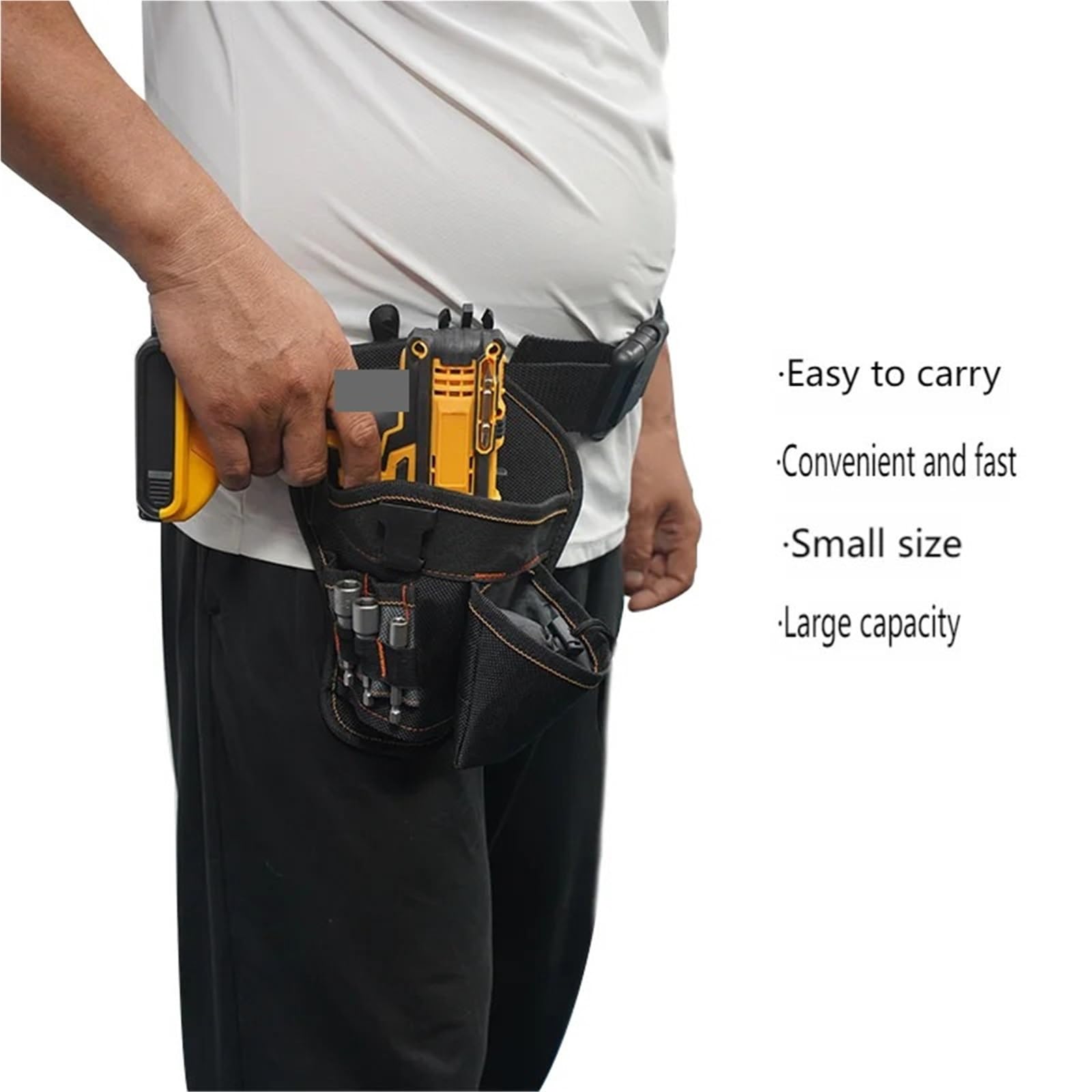 Étui pour Perceuse Pochette d'électricien résistante à l'usure, Portable avec Ceinture de Taille rembourrée Douce, Sac Outils bandoulière, Petit étui perceuse