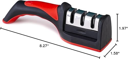 Miniatura 6 de Afilador de cuchillos para 3 etapas ayuda a reparar, restaurar, pulir cuchillas, kit ergonómico y fácil de usar para afilar cuchillos (negro)