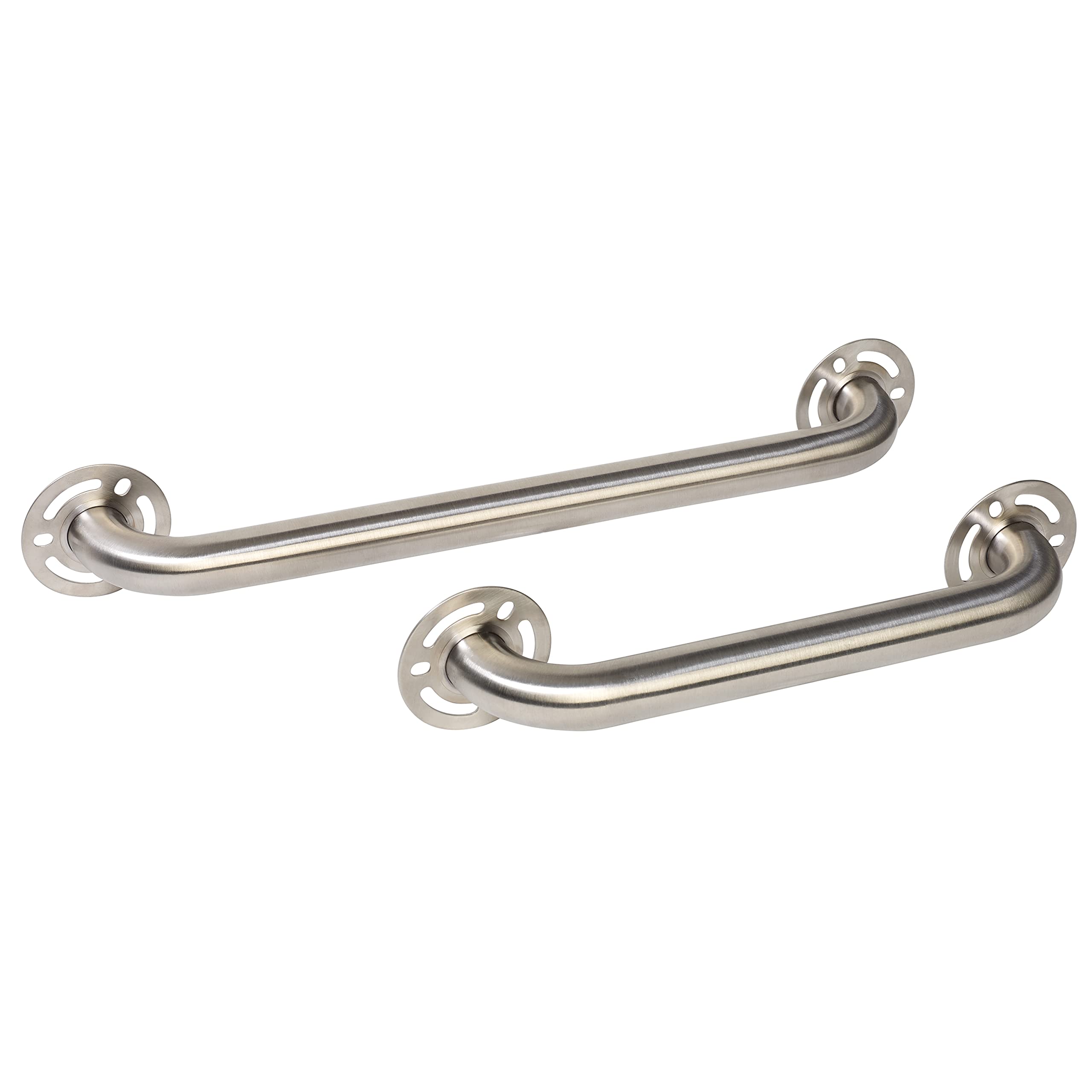 Zenna Home Stainless Steel Anti-Slip Bathroom Grab Bar Bundle, Bath Safety Shower Handles, Set of 2, Brushed Nickel