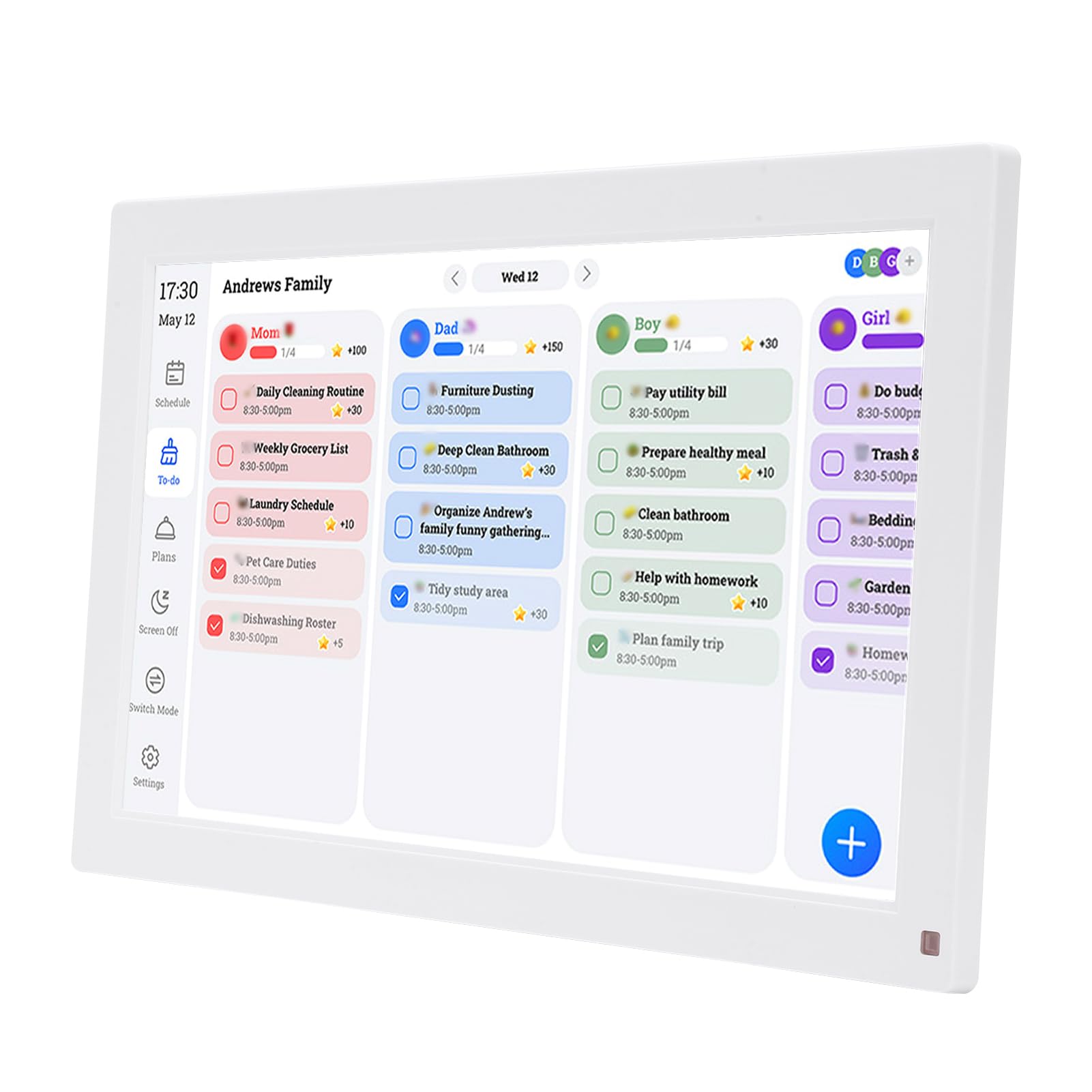 15.6 Inch Digital Calendar WiFi Digital Photo Frame Smart Interactive Planner APP Control IPS FHD Display Touch Screen Interactive Calendar Chore Chart Family Dinner Plan
