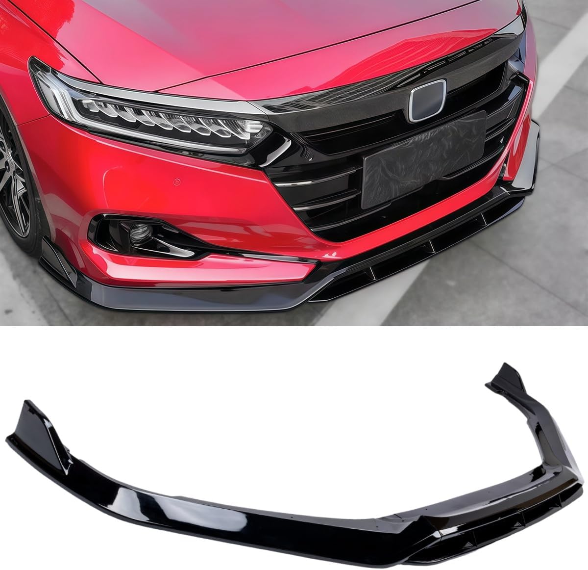 Front Lip Compatible with 2021-2022 Honda Accord 10.5th Gen, JDM Bumper Air Dam Lower Chin Spoiler Splitter Protection Body Kit (Glossy Black)