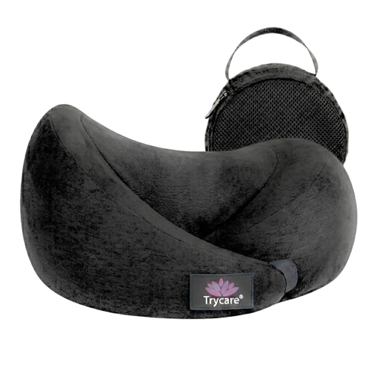 TRYCARE Premium Memory Foam Travel Neck Pillow – 360° Ergonomic Support, Asymmetrical Design, Adjustable Fit, Lightweight Compressible with Travel Case for Airplane, Car & Traveling - Black-image-31