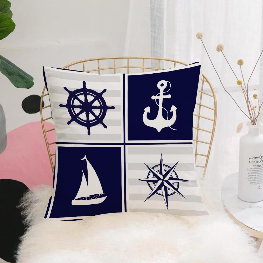 HYOSXW Cushion Cover,Throw Pillow Case Home Decorative for Living Room Bedroom Sofa Chair 16X16 Inch,Marine patterns with l elements,Pillowcase 40X40cm