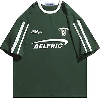Aelfric Eden Graphic Tees Y2k Women Oversized T Shirts Striped Patchwork Crewneck Unisex Streetwear Tops