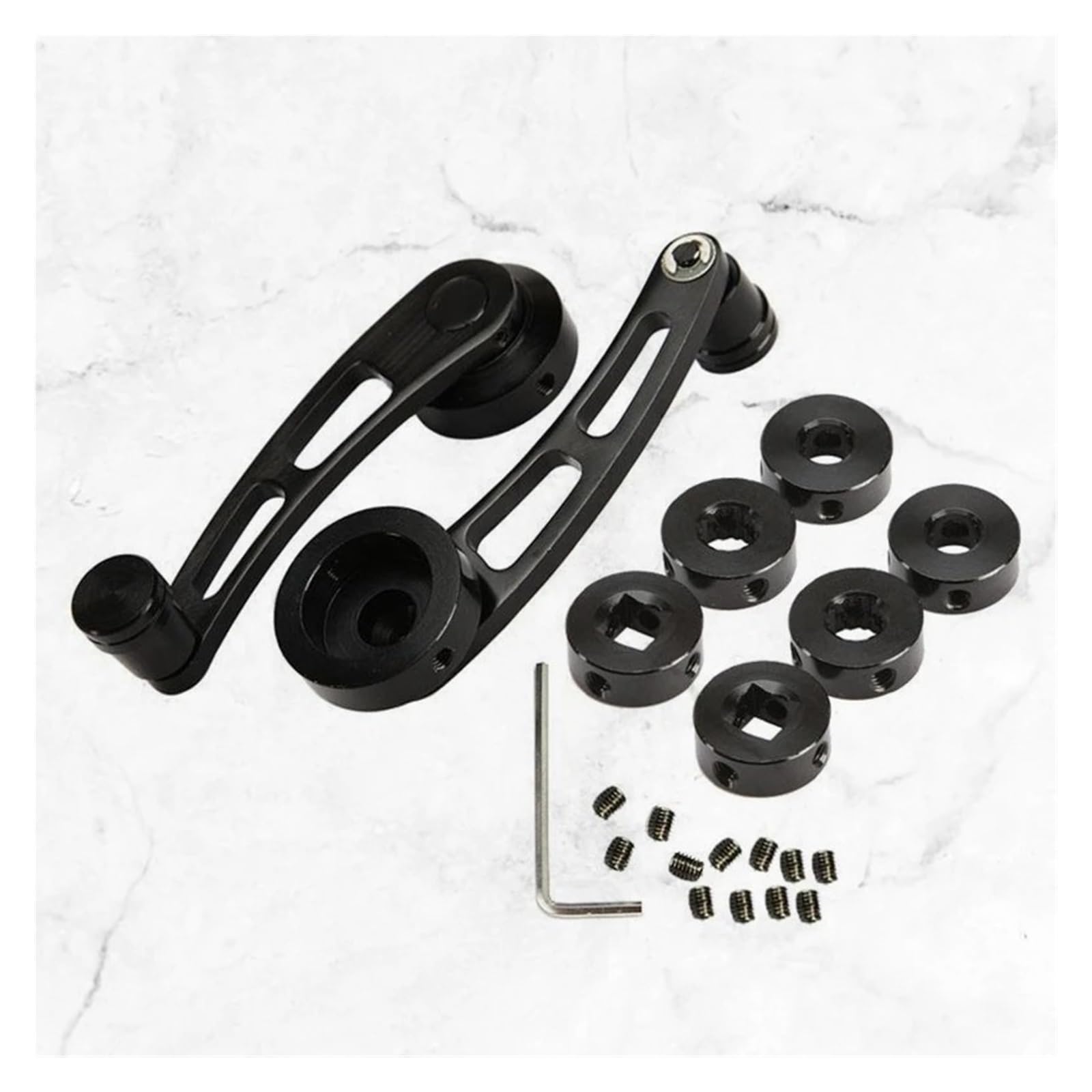 KIRYU Regulator 2Piece Set Universal Silver/Black Car Aluminum Alloy Window Rocker Handle Window Hand Crank Window Rocker(Black)