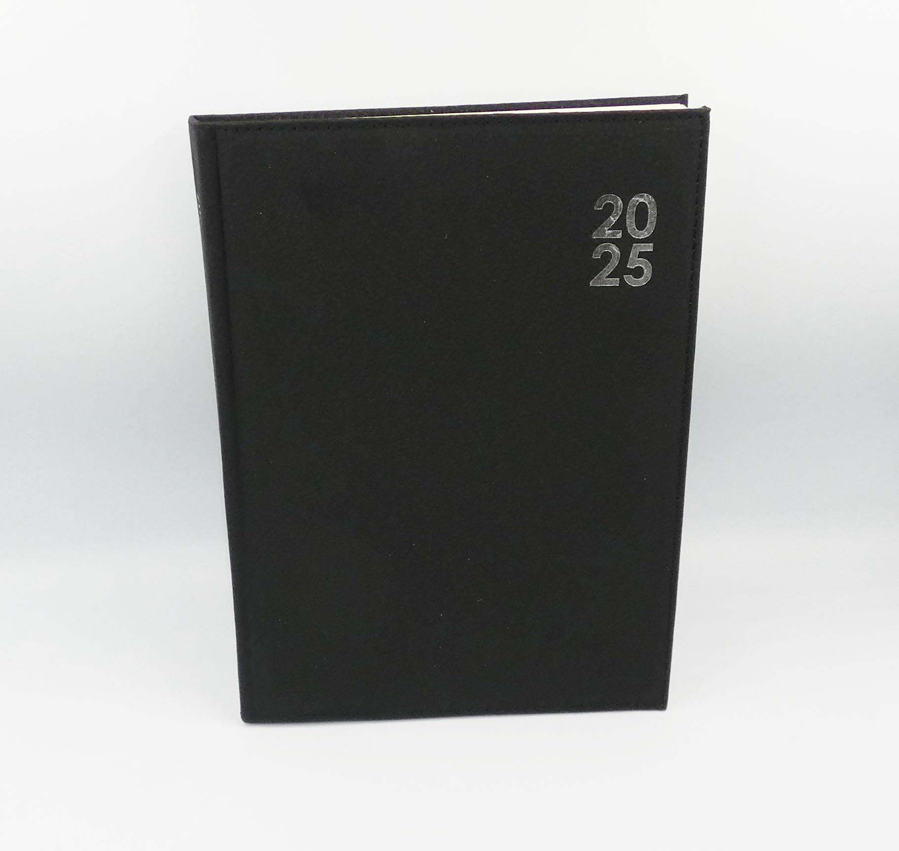 Agenda 2025 tamaño A4, día por página, color negro, a la moda, A4, DAP, diario diario de piel sintética, marcador de cinta, 8 am a 8 pm, ranuras para horas