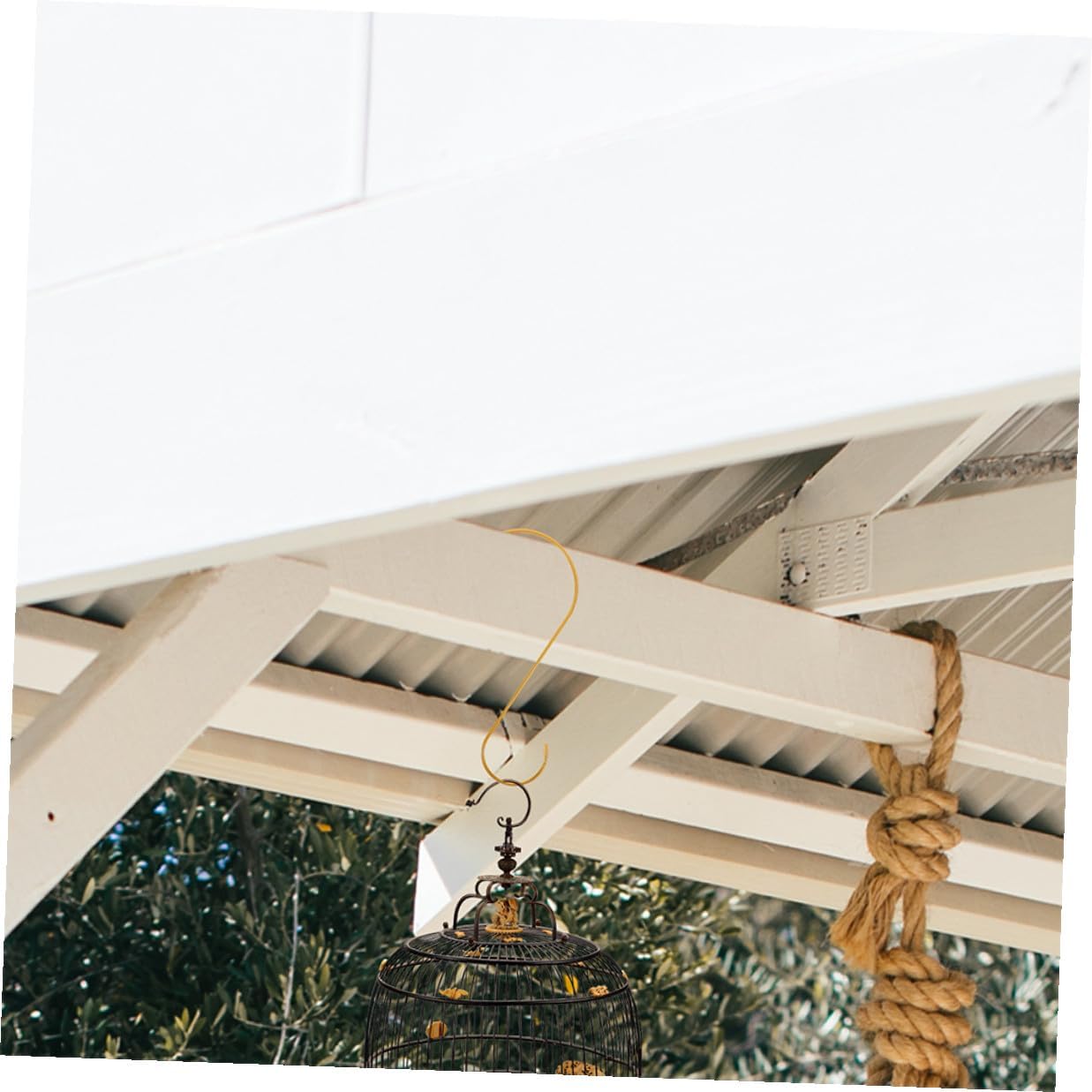 Kisangel 8pcs S-Shaped Metal Garden Hooks for Bird Feeder Hanger and Plant Hanger, Gold Multi-Functional Hanging Brackets for Outdoor Pots and Baskets